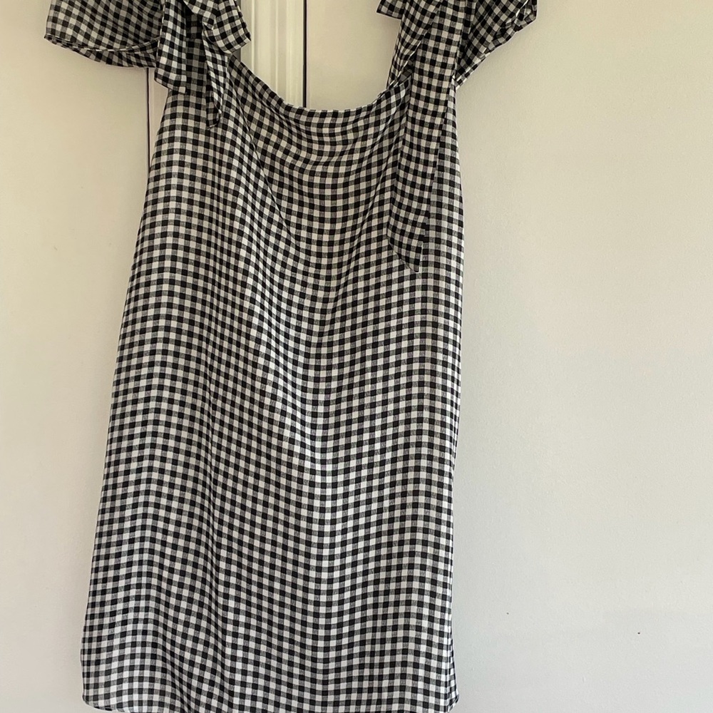 DO+BE Black & White Gingham Tie-Shoulder  Dress